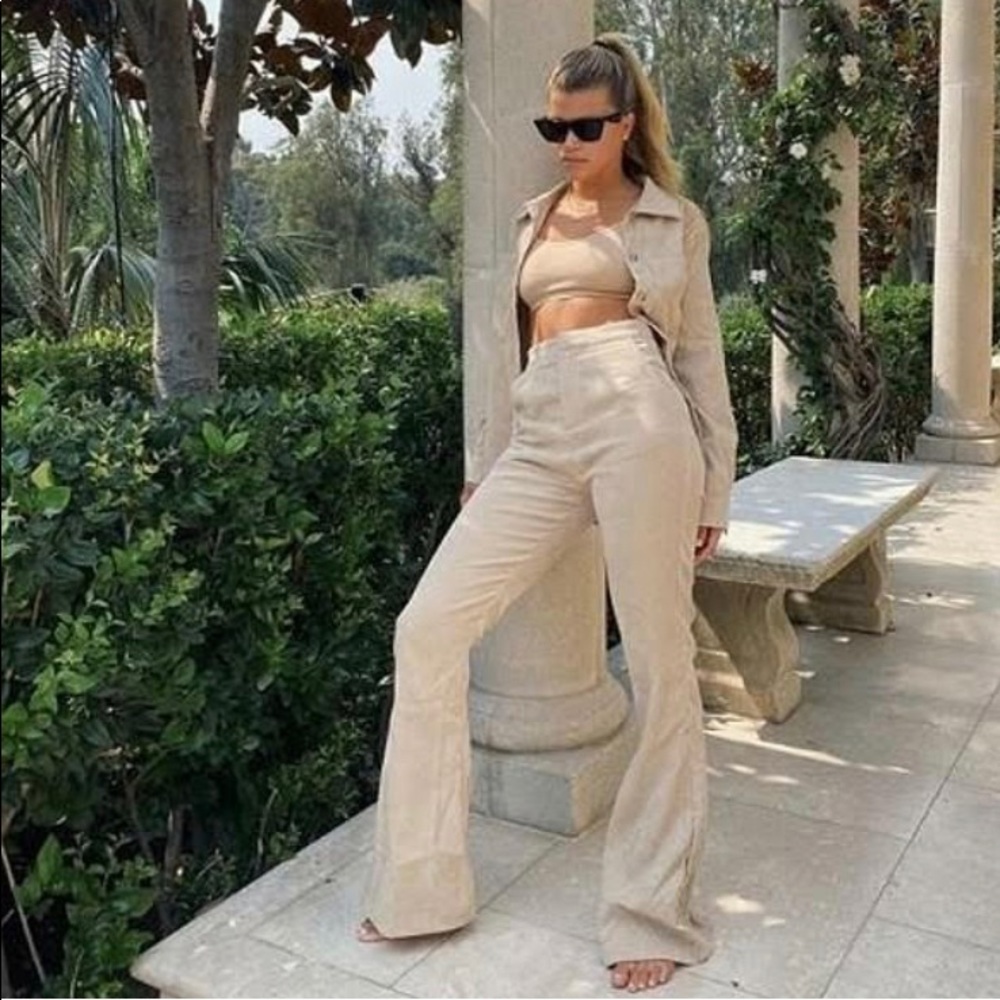 Camel Cord High Waisted Wide Leg Trousers